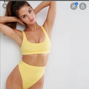 ASOS swim high leg high waisted ribbed bikini set